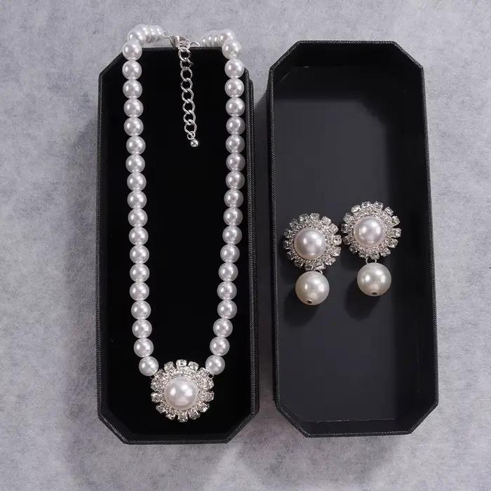 Ensemble de bijoux scintillants en perles fabriquées à la main, bijoux de déclaration de mode rétro pour les occasions de soirée de style formel avec un style élégant
