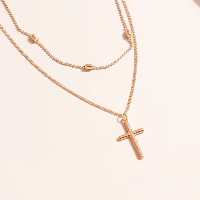 Collier pendentif croix romantique pour femmes
