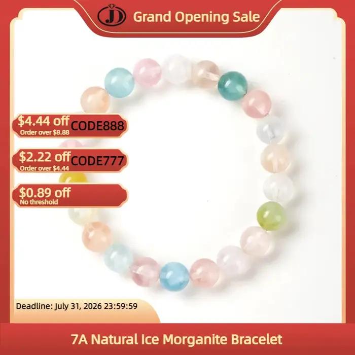 Bracelet en morganite naturelle 7A, perles de béryl multicolores pour femmes, bijoux élégants en pierres précieuses, cadeau, bijoux de qualité de luxe