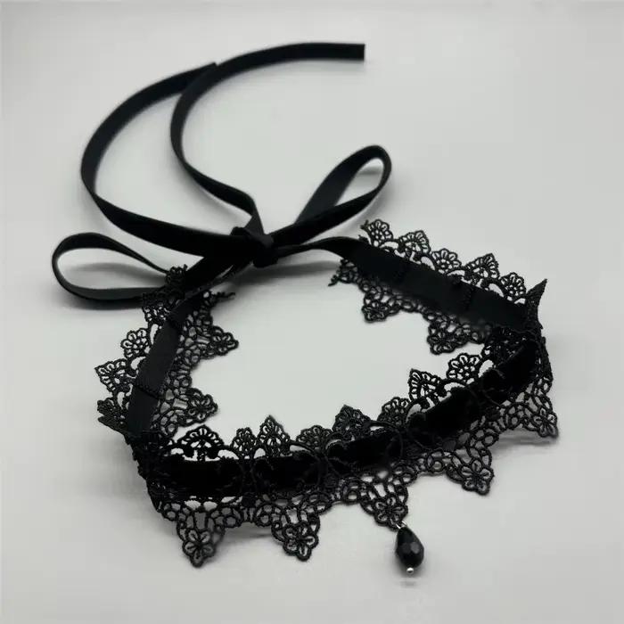 Collier ras du cou élégant en dentelle noire avec nœud papillon, gothique, Vintage, ras du cou, chaîne courte, bijoux