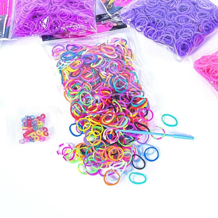 Kits de fabrication de bracelets en élastiques colorés, environ 600 pièces/lot, pour la création de bijoux, la fabrication de bracelets pour enfants, le tissage de bracelets, outils faits main DIY