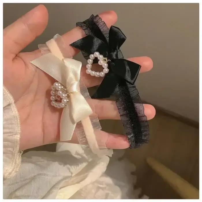 Collier en dentelle noire et blanche, Vintage, avec nœud en ruban, pendentif gothique en forme de cœur, pour femmes et filles, bijoux Lolita doux, nouveau ras du cou, 2024