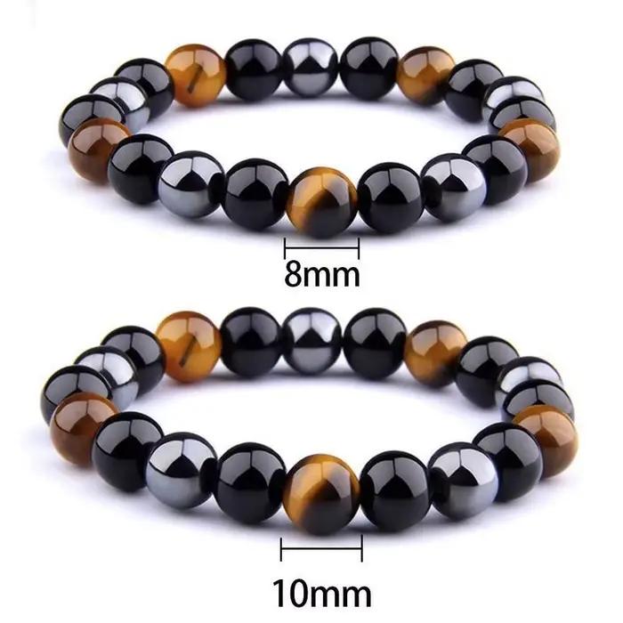 Bracelets en perles d'oeil de tigre en hématite d'obsidienne noire naturelle pour hommes et femmes, Protection magnétique de la santé, bijoux d'âme