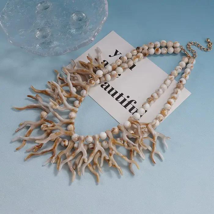 Collier de déclaration inspiré de corail Unique, accessoire de mode en perles multicolores pour femmes, Style Vintage, vêtements de fête accrocheurs