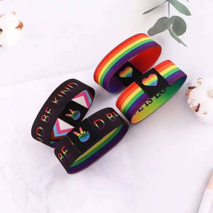 Bracelets élastiques en forme de cœur arc-en-ciel pour hommes et femmes, Bracelet d'amitié, accessoire coloré, cadeaux pour amis