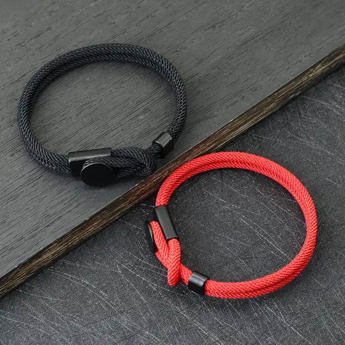 Punk hommes corde Bracelet main loisirs accessoires 4mm cordon Bracelet cadeau pour mari petit ami Cool motard correspondant Braslet Pulseira