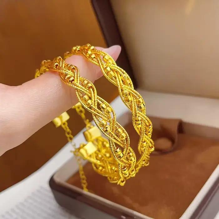 KISS&FLOWER – bracelets en dentelle brillante en or 24 carats pour femmes, cadeaux pour fête de mariage, anniversaire, noël, mariée, mère, fille, dame, BR389