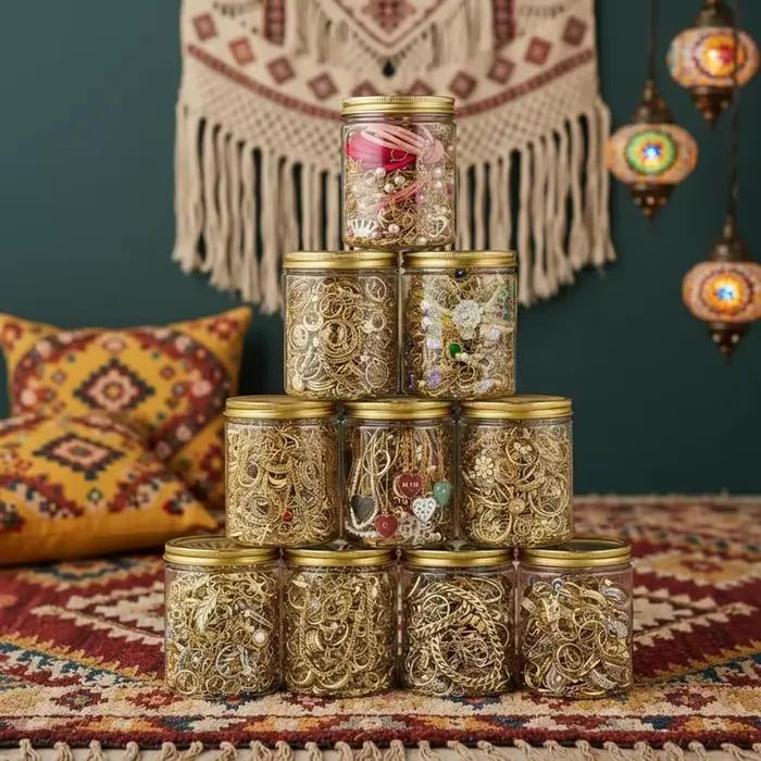 Coffret Cadeau Pot à Bijoux Vintage – Pot à Bijoux Mystère pour Femme – Ensemble de Bijoux Mixtes Surprise avec Colliers, Boucles d'Oreilles et Bagues pour Elle