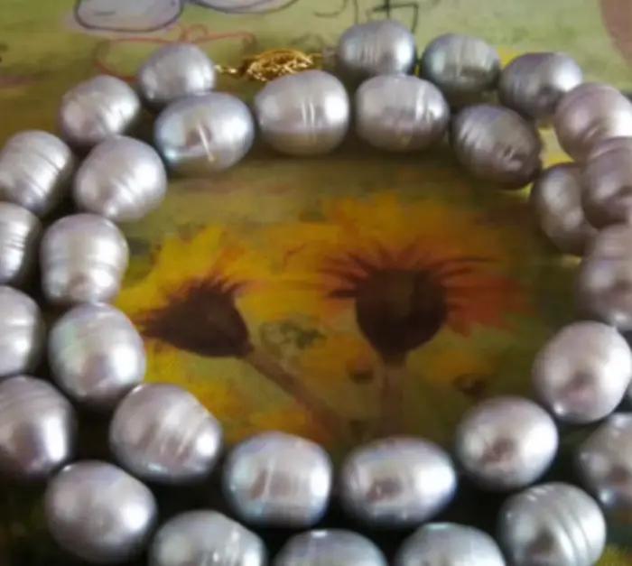 Nouveau collier de bijoux vente chaude 11-13mm collier de perles grises naturelles de Tahiti 18 "
