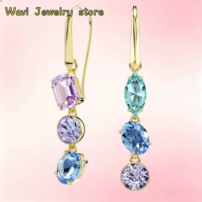 Meilleures ventes : boucles d'oreilles, colliers, ensemble de bijoux exquis, boucles d'oreilles et bracelet en cristal coloré et brillant, accessoires, cadeau romantique