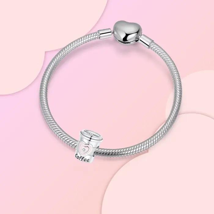 925 argent Sterling amour café boisson série rose perles breloque ajustement Original bracelets à breloques femmes bijoux à bricoler soi-même cadeau