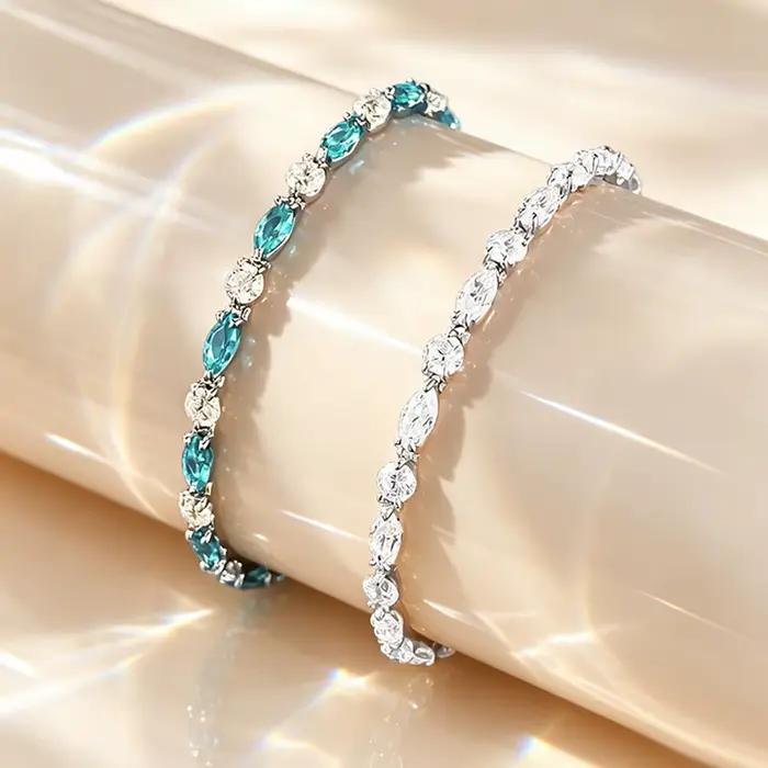 Vinregem – Bracelets ronds en argent sterling 925 avec saphir de laboratoire et tourmaline Paraiba, bijoux fins, vente en gros