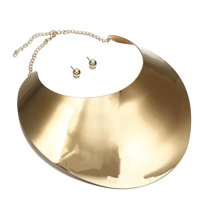 VEFFLY-Grand Collier Ras du Cou Africain pour Femme, Boucles d'Oreilles Rondes, Bijoux de Mariage, ixà Domicile, Voyage
