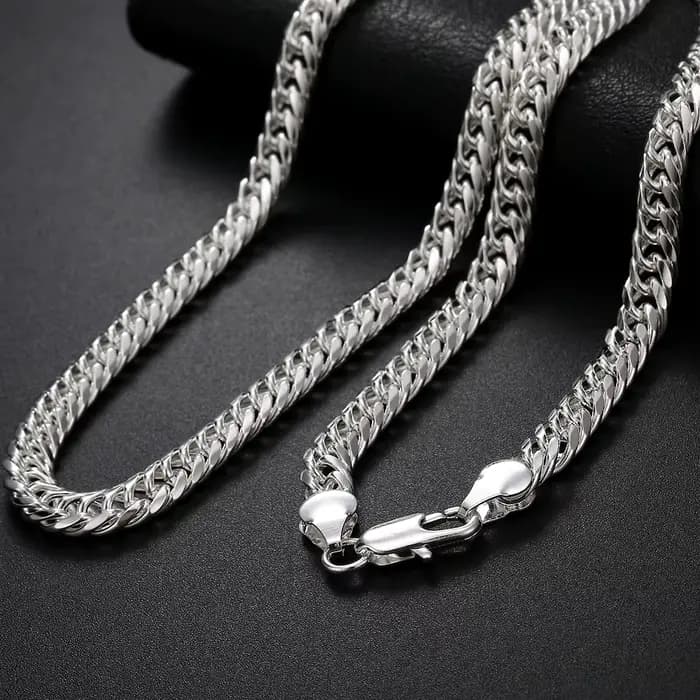 Collier en argent Sterling 925 pour hommes, marque de mode, personnalité classique, chaîne de 6MM, 24 pouces, cadeaux de noël, bijoux fins de fête