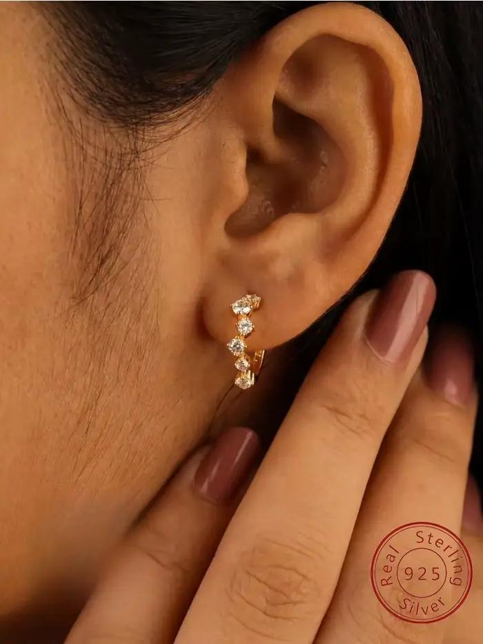Boucles d'oreilles en argent Sterling 925 pour femmes, arrangement rond en Zircon doré, bijoux fins de luxe de haute qualité pour fiançailles
