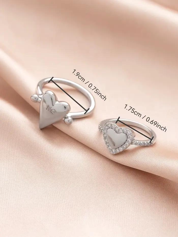 2 pièces simples et créatives 360 °   Bague rotative Love YES/NO Letter pour femmes, bijoux quotidiens de fête