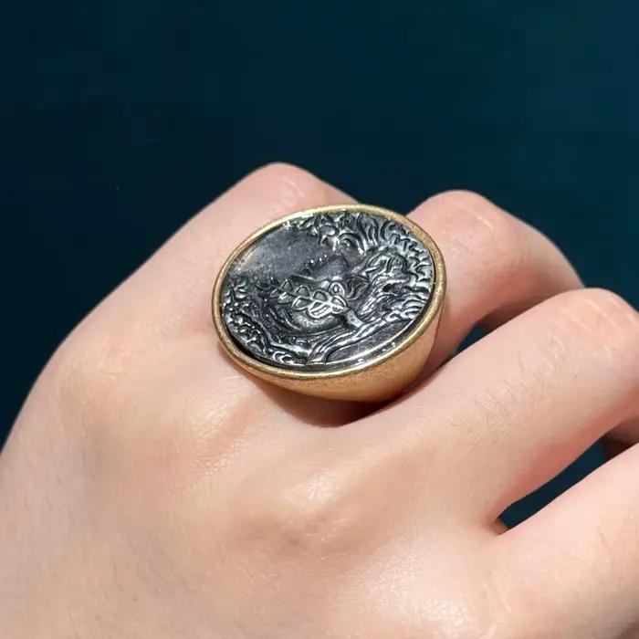 Bague de fiançailles avec pièce de monnaie Antique pour femme, Portrait de beauté Vintage, accessoires de couleur or, bijoux indiens de luxe de dubaï, tendance 2025