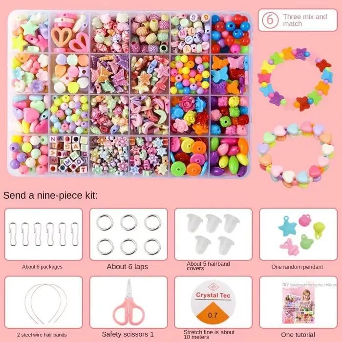 Kit de perles pour la création de bijoux faits main, kit de bricolage créatif pour la fabrication de bracelets, perles créatives pour enfants et filles