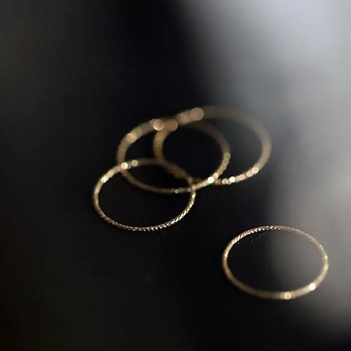 Bague fine minimaliste en argent Sterling 925 plaqué or 14 carats pour femmes, bague empilée à la mode coréenne