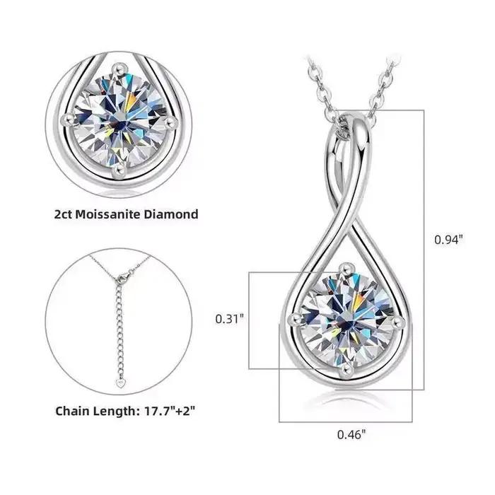 JoiasHome – collier Moissanite 2CT, 100% argent Sterling 925, Design minimaliste, certifié GRA, bijoux fins pour femmes