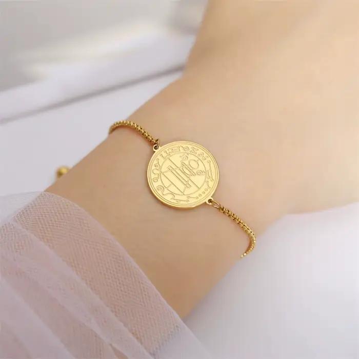 EUEAVAN Bracelet porte-bonheur vintage de protection contre la misère, sceau de Salomon, amulette de fortune, bijoux en acier inoxydable, accessoires cadeau