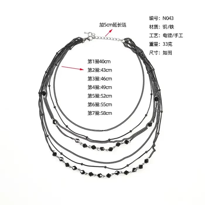 Collier chaîne de perles multicouche à la mode