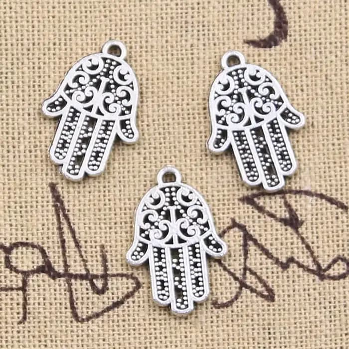 15 pièces breloques Hamsa main Fatima paume 21x14mm Antique faisant pendentif ajustement, couleur argent Bronze tibétain Vintage, bricolage bijoux faits à la main