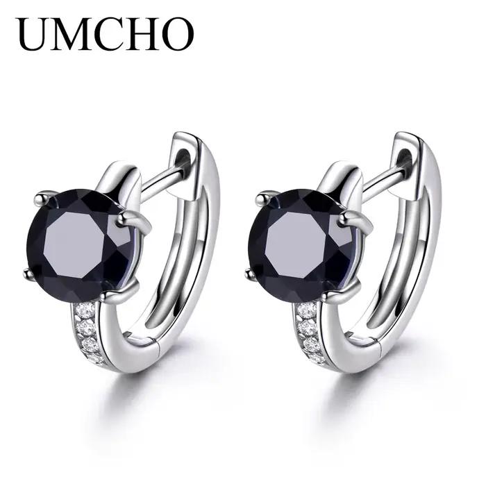 Boucles d'oreilles rondes à Clip noir, en argent Sterling 925, cadeau d'anniversaire pour femmes, 2025