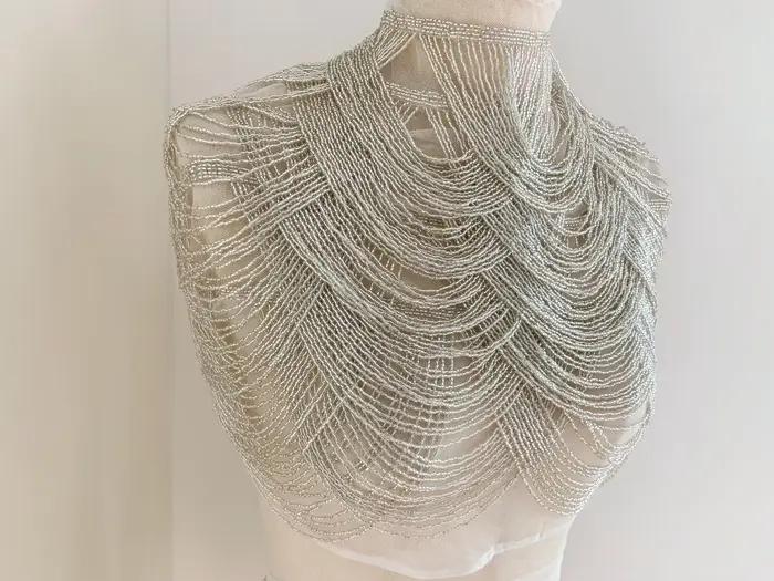 Glamour embellissement de franges en or Rose pour vêtement, bijoux de corps en perles, appliques de Cape à franges en perles pour Couture, robe, danse