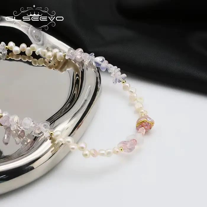 GLSEEVO-Collier Élégant en Perles Blanches pour Femme, Breloque en Clip Naturel, Baroque, Doux, Bijoux de ixde Mariage, Cadeaux, 2024