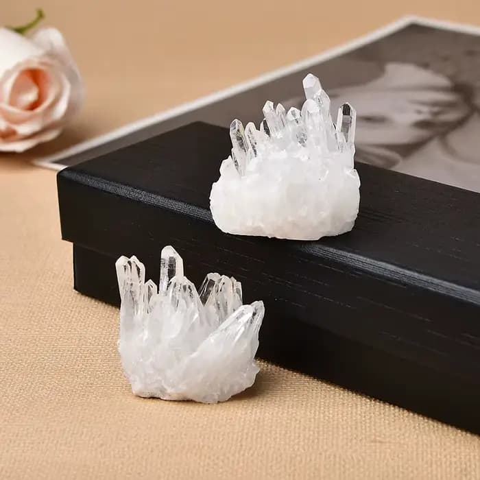 Grappe de cristaux naturels, Quartz brut blanc clair, pierres de guérison, spécimen Reiki, décoration de la maison, cadeaux minéraux bruts
