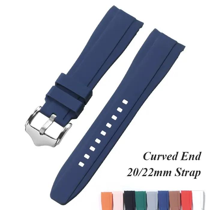 Bracelet de montre pour Omega pour Swatch pour MoonSwatch, extrémité incurvée, Bracelet de plongée en caoutchouc de Silicone pour Bracelet Water Ghost 20mm 22mm