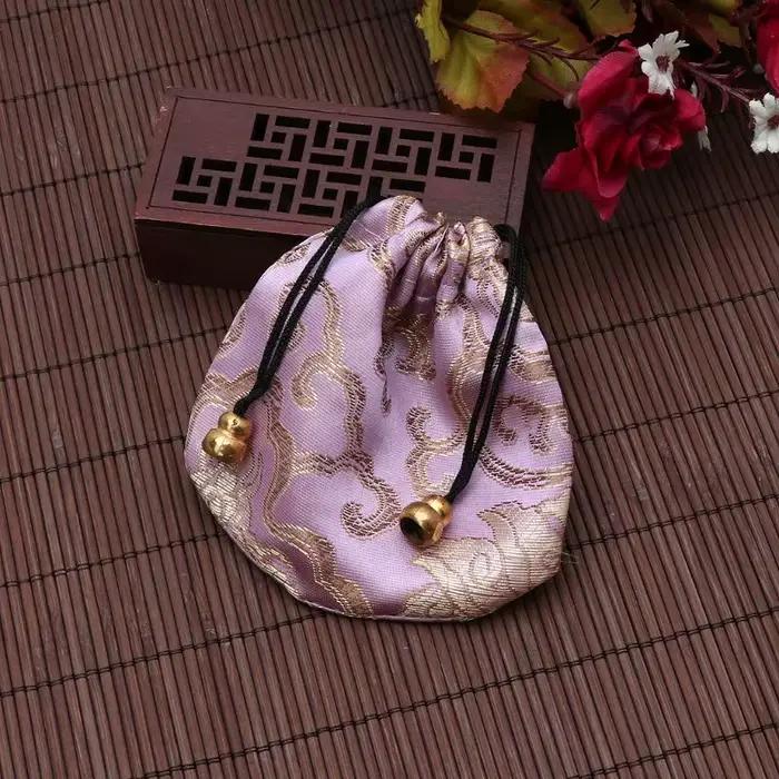 Pochette à bijoux en brocart soie, sacs cadeaux à cordon, porte-monnaie brodé, à bonbons pour cadeaux fête