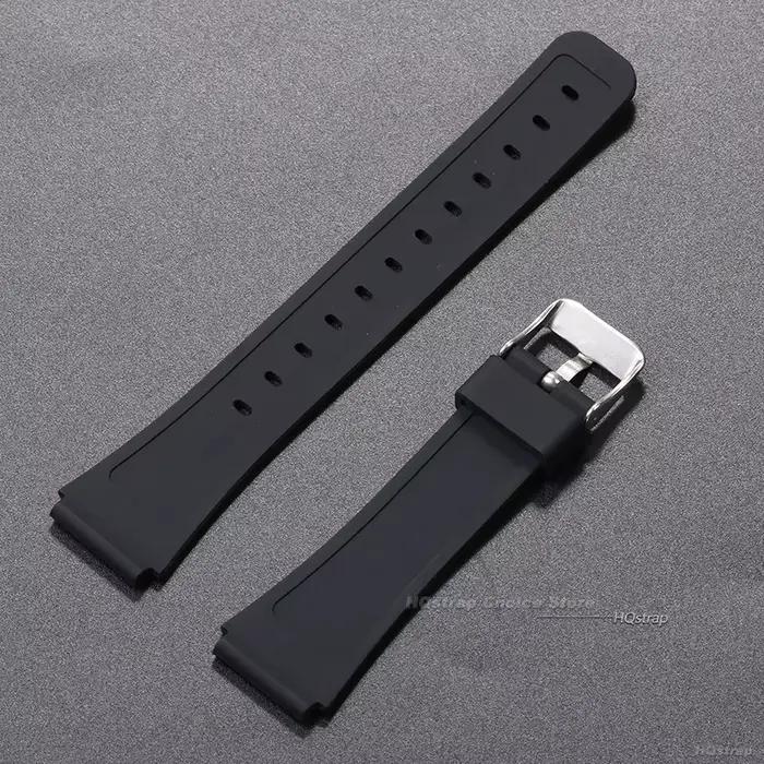 Bracelet de montre en Silicone 18mm pour Casio W800H, souple, en caoutchouc noir, pour SGW400 F91W F84 F105/108/A158/168 AE1200/1300