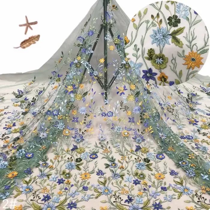 Tissu en dentelle pour robe de dame, maille en Tulle brodée, tissu de styliste coloré au mètre
