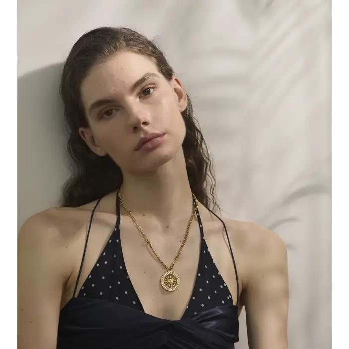 Yhpup – collier rond en zircone avec pendentif soleil creux, couleur or 18 carats, en acier inoxydable, exquis, Premium, bijoux cadeau