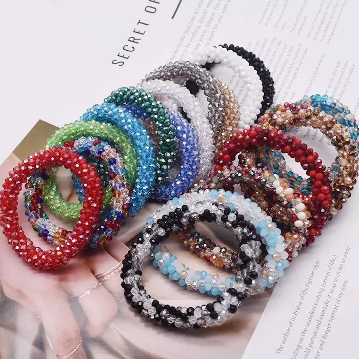 Bracelet de perles à la mode, élastique, fait à la main, cadeau pour femmes, nouvel accessoire pour cheveux, perles de verre