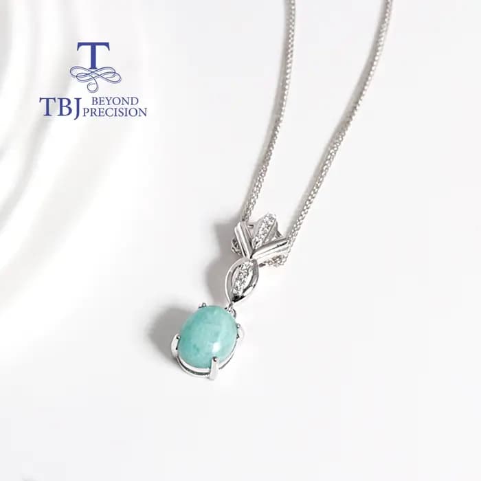 Pendentif ovale naturel en amazonite