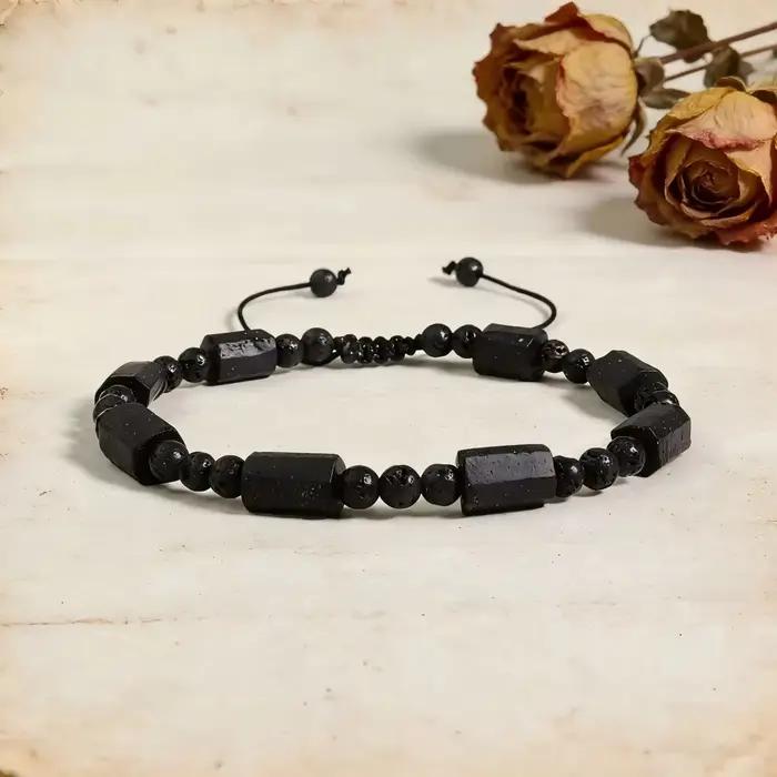 Bracelet en tourmaline noire, bijoux en pierre naturelle, bracelets personnalisés, bracelets de couple, bracelets pour homme, accessoires pour femmes