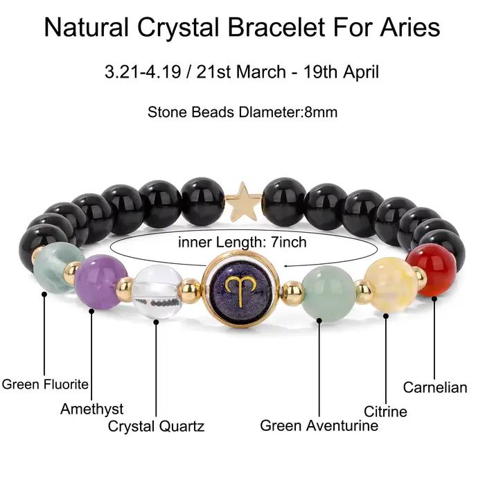 12 signes du zodiaque Bracelet hommes Gemini scorpion sagittaire obsidienne oeil de tigre pierre perles Bracelets pour femme Constellation bijoux