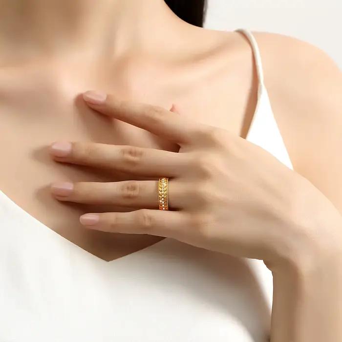 Bague en or véritable 18 carats avec diamant Moissanite pour hommes et femmes, bague en or 18 carats, cadeau de fiançailles de mariage, haute joaillerie, AU750, 100%