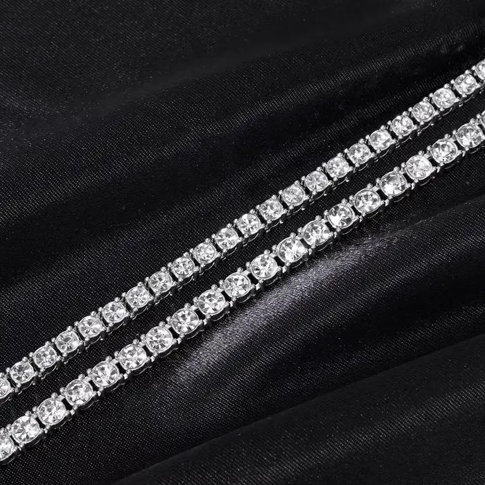 Hip Hop 5MM chaîne de Tennis glacé Bracelet collier hommes mode couleur argent Tennis bijoux chaînes femmes 20 pouces tour de cou Punk cadeau