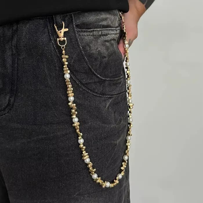 PuRui tendance Punk irrégulière CCB perlé taille chaîne porte-clés pour hommes Hip Hop polyvalent jean pantalon chaîne Steampunk Grunge bijoux