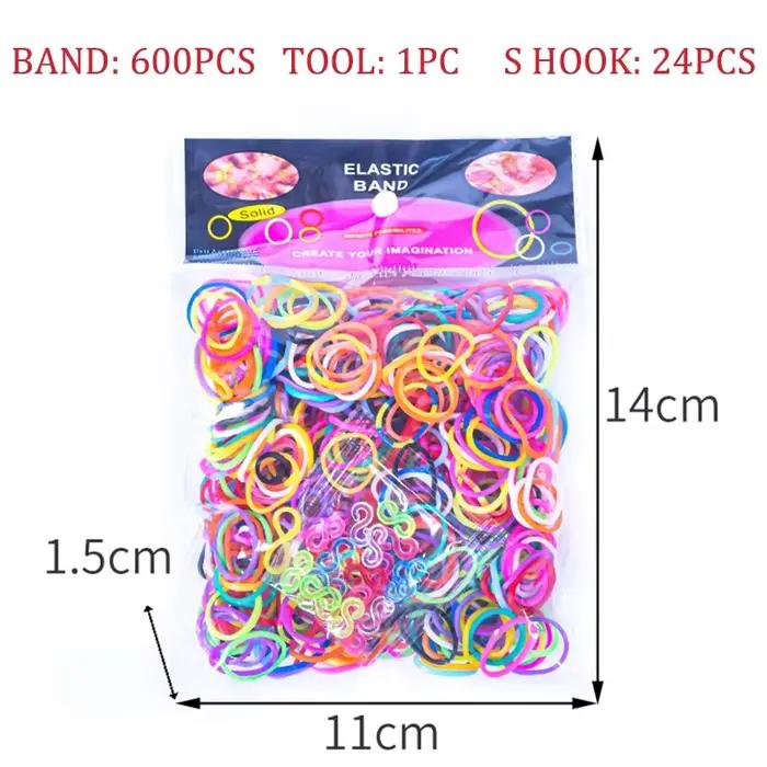 Kits de fabrication de bracelets en élastiques colorés, environ 600 pièces/lot, pour la création de bijoux, la fabrication de bracelets pour enfants, le tissage de bracelets, outils faits main DIY