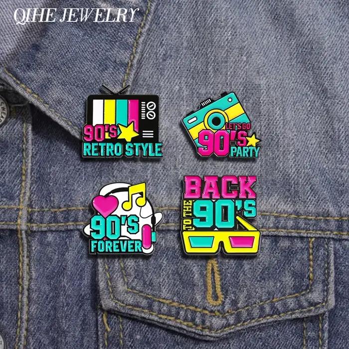 Broches en émail personnalisées Let's Go des années 90, broches nostalgiques pour vêtements, Badges à revers, bijoux rétro, cadeau pour amis