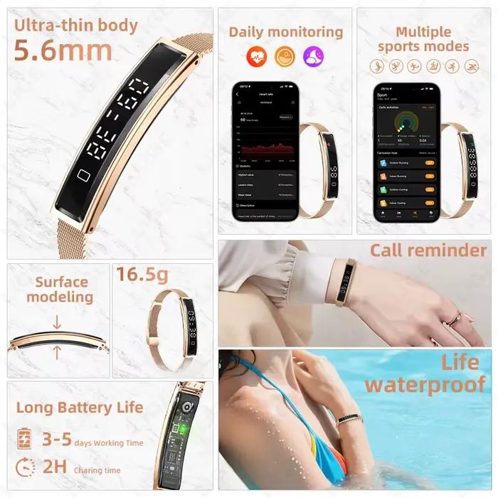 Nouvelle montre connectée, podomètre, bracelet intelligent pour la santé, bracelet intelligent pour femmes et hommes, sport, fitness, étanche, surveillance de la fréquence cardiaque, surveillance du s