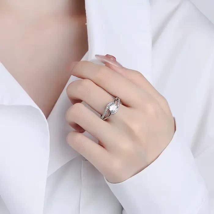 Bague en argent sterling 925 en forme de cœur pour femme, luxueuse, brillante, magnifique, tendance, pour mariage, fête, bijoux en zircon pour femme, vente en gros