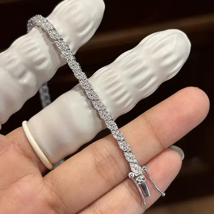 Nouveau Bracelet Tennis de Luxe en Moissanite Diamantée, Bijou en Argent Sterling 925, Cadeau, Chaîne Tennis en Moissanite Diamantée pour Femme