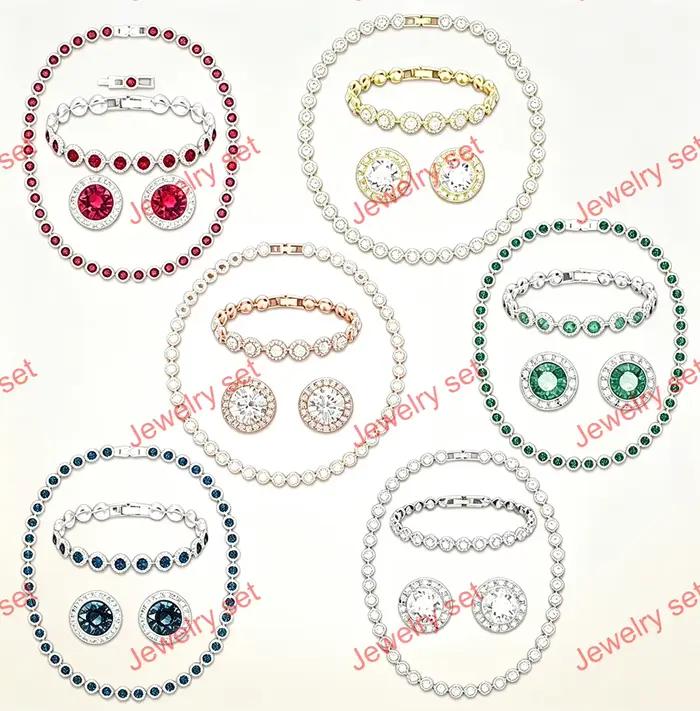Nouveauté 2026 : Parure de bijoux assortie (bracelet, boucles d'oreilles, collier) - Collier, boucles d'oreilles et bracelet en cristal cœur marin haut de gamme, idéal pour les soirées
