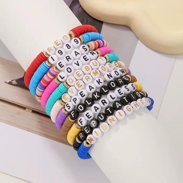 Amant sans peur Bracelets Folklore parler maintenant Bracelets ensemble polymère argile 1989 réputation amitié TS Eras Tour Bracelets ensemble